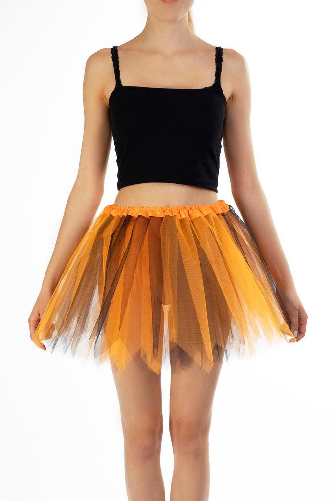 KIMU® Tutu Oranje Zwart Tule Rokje M L 164 170 176 Heks Pett, Kleding | Dames, Carnavalskleding en Feestkleding, Nieuw, Maat 38/40 (M)