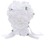 Bruidsboeket druppel grote foam rozen wit kant en klaar, Ophalen of Verzenden, Nieuw