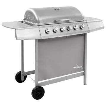 vidaXL Gasbarbecue met 6 branders zilverkleurig, Verzenden, Nieuw