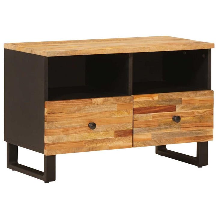 vidaXL TV-kast met opslag Bruin 70 x 33 x 46 cm Massief, Huis en Inrichting, Woonaccessoires | Cd- en Dvd-rekken, Nieuw, Verzenden