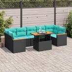 vidaXL 8-delige Loungeset met kussens poly rattan zwart, Verzenden, Nieuw, Rotan, Loungeset