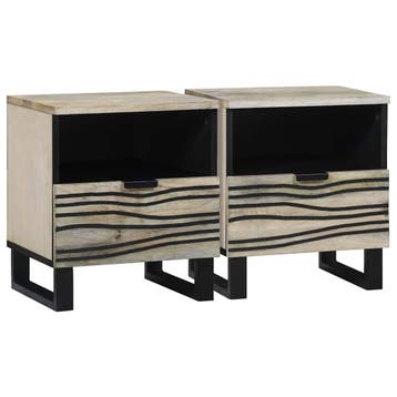 vidaXL Nachtkastje 2 st Wit 40 x 33 x 46 cm Bewerkt hout, Minder dan 45 cm, Verzenden, Nieuw, Minder dan 55 cm