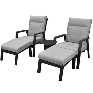 Barolo lounge balkonset 5 delig verstelbaar antraciet, Ophalen of Verzenden, Nieuw, Aluminium