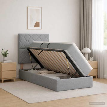 vidaXL Opslag bed met matras met opslag Lichtgrijs 90 x 200, Huis en Inrichting, Slaapkamer | Bedden, Verzenden, Nieuw, Eenpersoons