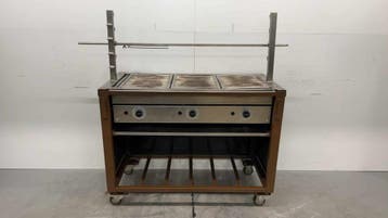 RVS Barbecue BBQ Lavagrill met spies op propaangas 126.5 x, Ophalen of Verzenden, Gebruikt