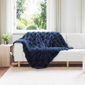 vidaXL Antislip deken van imitatie konijnenbont Olite 4 st, Verzenden, Nieuw, Blauw