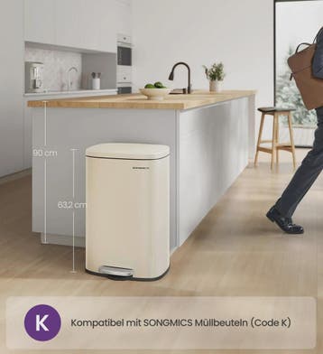 50L Keukenprullenbak met Voetpedaal, Soft Close & Uitneembar, Verzenden