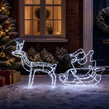 vidaXL Kerstdecoratie rendier en slee LOVIISA 320 LEDs Koel, Diversen, Verzenden, Nieuw
