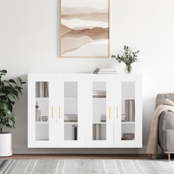 vidaXL Hangkasten 2 st bewerkt hout wit, Minder dan 50 cm, Verzenden, Nieuw, Minder dan 100 cm