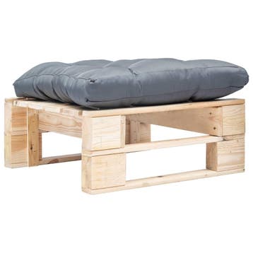 vidaXL Tuinpoef met grijs kussen pallet hout naturel, Tuin en Terras, Tuinsets en Loungesets, Verzenden, Nieuw