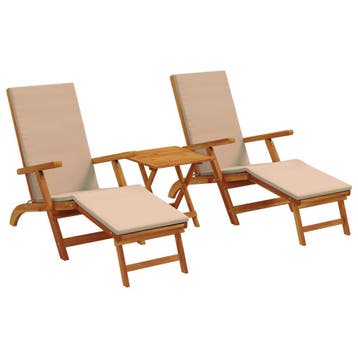 vidaXL Ligstoelkentingen en opvouwbare zonnebader 3 pcs, Verzenden, Nieuw
