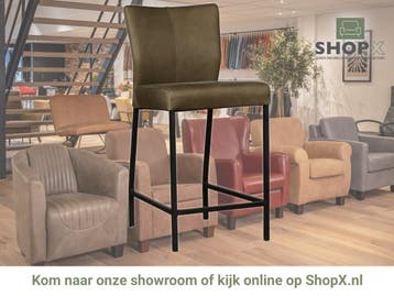 Leren barkruk Revolt laag - Rancho Green (olijf/groen) -, Nieuw, Leer, Ophalen of Verzenden, 90 cm of meer