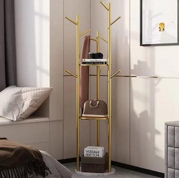 Kledingrek met Marmeren Voet – 9 Haken en 3 Planken, Stabiel, Kleding | Dames, Kledingrekken, Verzenden, Nieuw