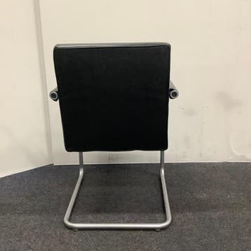 vitra Visasoft Visavis vergaderstoelen, zwart leder - metaal, Ophalen of Verzenden, Gebruikt, Leer, Eén