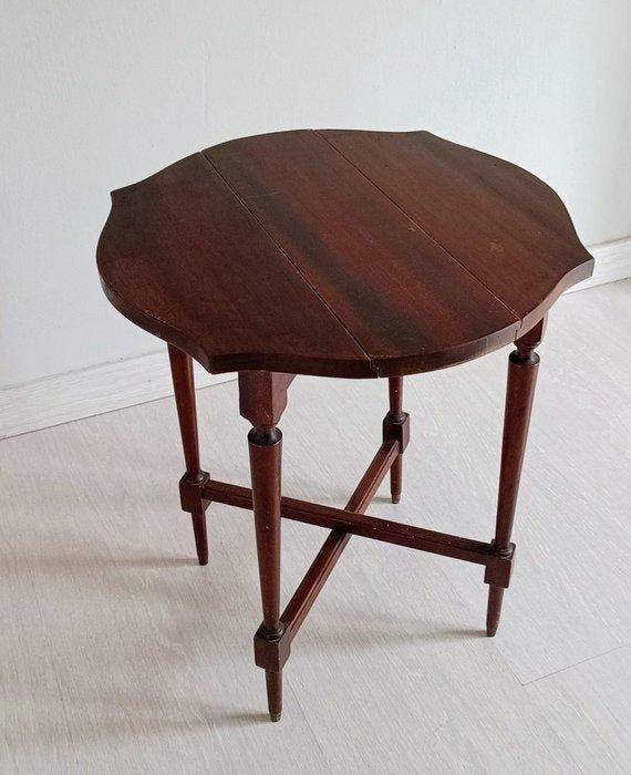 Bijzettafel - Hout - Houten inklapbaar tafeltje met latten, Antiek en Kunst, Curiosa en Brocante