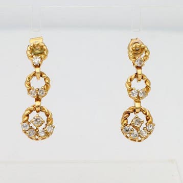 Oorbellen - 18 karaat Geel goud Diamant (Natuurlijk), Sieraden, Tassen en Uiterlijk, Oorbellen, Nieuw