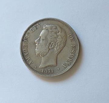 Spanje. Amadeo I. 5 Pesetas 1871*71 SDM (Zonder