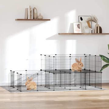 vidaXL Huisdierenkooi met deur 44 panelen 175x105x70 cm, Verzenden, Nieuw