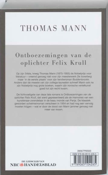 Ontboezemingen van de oplichter Felix Krull 9789085104285, Verzenden, Gelezen, Thomas Mann