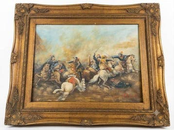 Italian School (XX), Signed A. Simonelli - Scène de bataille