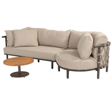 Ezra chaise longue organische loungeset 3 delig teak terre, Tuin en Terras, Tuinsets en Loungesets, Ophalen of Verzenden, Nieuw