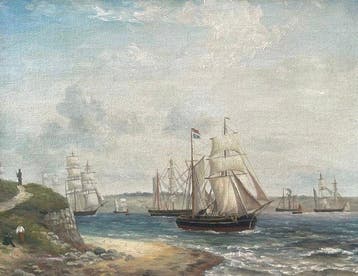 Nederlandse school (XX) - Marina con velieri - Senza Riserva