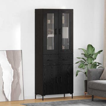 vidaXL buffetkast 2 st Zwart Eiken 69,5 x 34 x 180 cm, Minder dan 50 cm, Verzenden, Nieuw, Minder dan 100 cm