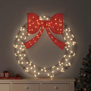 vidaXL Krans met 150 LED Warmwit 121 x 121 x 10 cm PET, Diversen, Kerst, Verzenden, Nieuw