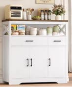 Witte Buffetkast met Lades, Deuren en Werkblad, Huis en Inrichting, Keuken | Keukenelementen, Verzenden, Nieuw