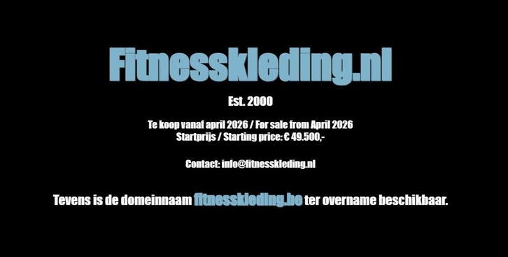 Fitnesskleding.nl | Premium generieke .nl domeinnaam te koop, Diensten en Vakmensen, Webdesigners en Hosting
