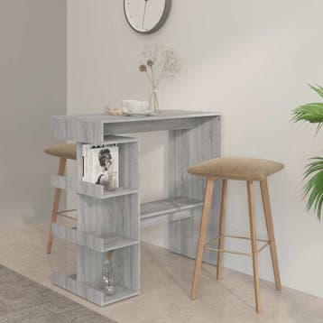 vidaXL Bartafel met opbergrek 100x50x101,5 cm grijs sonoma, Verzenden, Nieuw