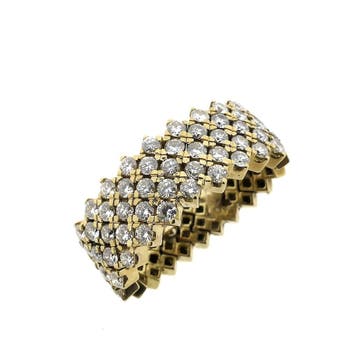 Gouden schakelring met diamanten, 18 tot 19, Gebruikt, Ophalen of Verzenden, Met edelsteen