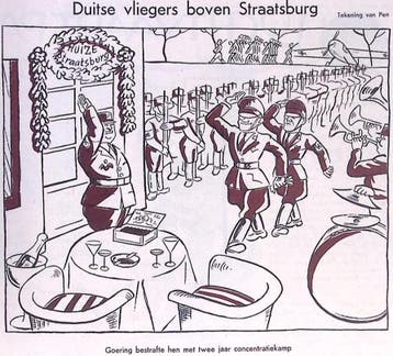 Duitse vliegers boven Straatsburg op spotprent (lijst optie), Verzenden