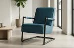 Blauwe leren fauteuil, Huis en Inrichting, Fauteuils, Ophalen of Verzenden, Nieuw, Leer