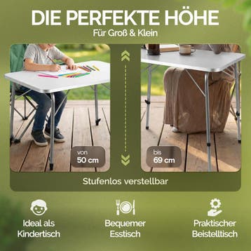 Tuintafel Zilver Aluminium 80x55x50-69cm opvouwbaar (Tafels), Verzenden, Nieuw