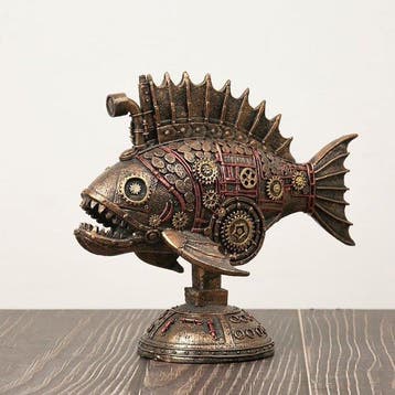 sculptuur, Steam Hunter Fish - 20 cm - Hars, Antiek en Kunst