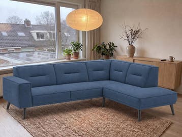 Drenthe Hoekbank - hoekbanken - Blauw, Nieuw, 150 cm of meer, Stof, 250 tot 300 cm