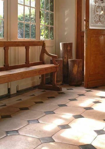 Bourgondische dallen, kalkzand- natuursteen, `t Achterhuis, Gebruikt, Steen of Klei, Plavuizen