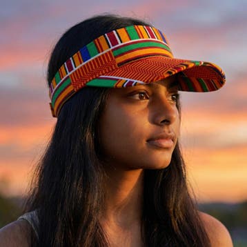 Zonneklep / Pet met Afrikaanse print - Oranje kente, Kleding | Heren, Hoeden en Petten, Ophalen of Verzenden, Nieuw