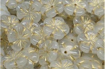 2 x Tsjechische Glaskralen Apple Flower Pressed Beads 14x..., Ophalen of Verzenden, Nieuw, Kraal