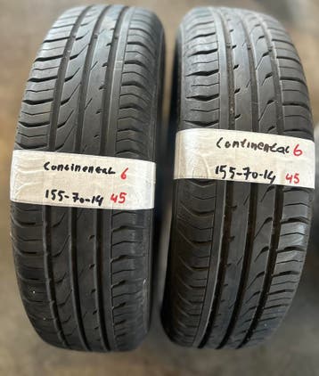 2x155-70-14 continental zomer 6mm €45 per band 155 70 14, Ophalen, 14 inch, Gebruikt, 155 mm