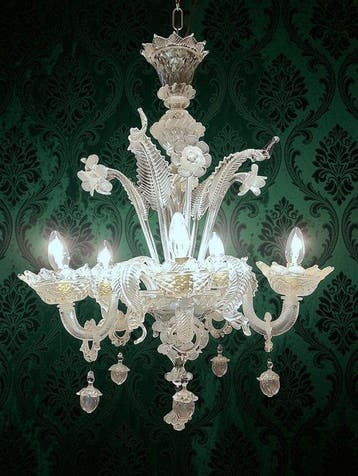 Kroonluchter - Transparant glas uit Murano