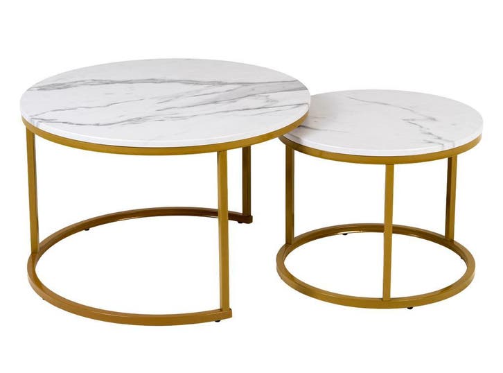 TUUSO Gouden Set Salontafels – Luxe Design – Gratis Verzende, Huis en Inrichting, Tafels | Salontafels, 50 tot 100 cm, Rond, Nieuw