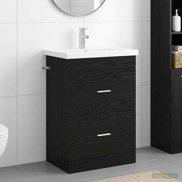 vidaXL Badkamermeubelset Zwart eiken 61 x 40 x 84,5 cm, Verzenden, Nieuw
