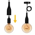 Bailey Bali pendelarmatuur E27 zwart met 1.5m textielsnoer, Huis en Inrichting, Ophalen of Verzenden, Nieuw