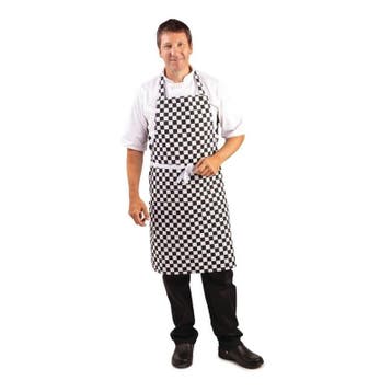 Whites schort zwart-wit geblokt | Polyester/Katoen |, Verzenden, Nieuw in verpakking