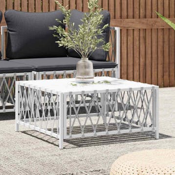 vidaXL Tuintafel 70x70x34 cm geweven stof wit, Verzenden, Nieuw, Textileen
