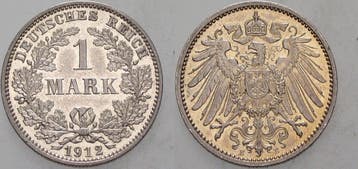 1 Mark 1912 E Kleinmunten-kaiserreich Grosser Adler, Verzenden