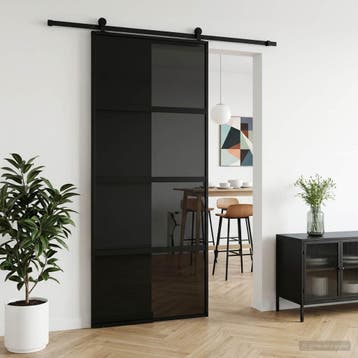 vidaXL Schuifdeur 90 x 205 cm Gehard glas en aluminium, Doe-het-zelf en Verbouw, Verzenden, Nieuw