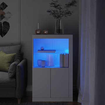 vidaXL Bijzetkast met LED-verlichting bewerkt hout wit, Huis en Inrichting, Kasten | Overige, Verzenden, Nieuw